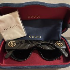 Authentic Gucci Sunglasses, Never Worn, In Suede Case With Silk Bag And Cleaning Cloth Luxury Gucci Sunglasses For Evening, Gucci Luxury Sunglasses For Formal Occasions, Silk Bag, Girly Accessories, Gucci Sunglasses, Gucci Accessories, Gucci Black, Colored Sunglasses, Cleaning Cloth