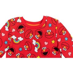 Can you tell me how to get to Sesame Street? Dress your little one in this adorable Sesame Street Elmo Sweatshirt and watch them learn and play in Elmo's World. Your child will love to wear this cute and stylish long sleeve graphic sweatshirt featuring their favorite loveable red Muppet. Red Cartoon Print Tops For Playwear, Fun Red Top For Playwear, Fun Red Tops For Playwear, Red Crew Neck Top For Playtime, Sesame Street Dress, Elmo World, Sesame Street Elmo, Learn And Play, Girls Sweatshirt