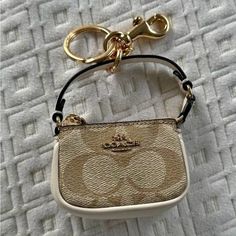 Tan And White Adorable Mini Bag Charm! Hard To Find. Nwot.