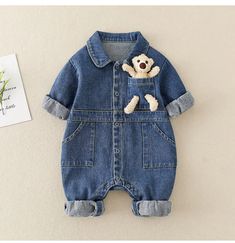 Spencer James, Jumpsuit Spring, Denim Baby, Bear Decor, Autumn Clothes, Spring Festival, Denim Jumpsuit