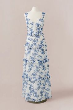 Sloane Chiffon Floral Print Dress Mixed Floral Bridesmaid Dresses, Wychmere Wedding, Bridesmaid Dresses Floral, Bridesmaids Blue, Wedding Activity, Wedding Parties Colors, Floral Bridesmaid Dresses, Large Floral Print, Chiffon Floral