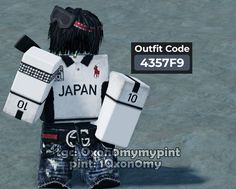 an image of a person in japan with some boxes on his back and the text outift code 457f9