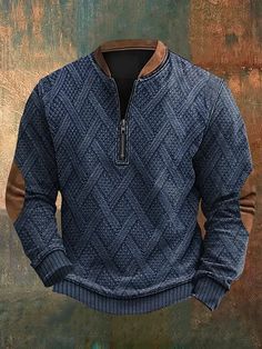 Men's Sweatshirts American Western, Zippered Sweater, Printed Sweater, Mixing Prints, Western Fashion, Zip Ups, Men Sweater, Types Of Sleeves, Zipper