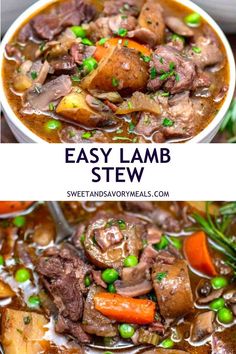 a bowl with easy lamb stew and a ladle full with lam stew Easy Lamb Stew, Irish Lamb Stew, Lamb Stew Recipes, Irish Stew, Savory Meals, Lamb Stew, Favorite Recipes Dinner, Stew Recipe, Weeknight Dinner Recipe