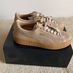 Star Wht-Star Wht-Oatmeal Size Us 9 Comes With Box , Dustbag And Laces Nwot Suede Creepers, Puma Shoes, Pumas Shoes, Creepers, Suede Shoes, Oatmeal, Dust Bag, Women Shoes, Stars