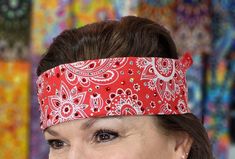 This bandana is approximately 2 3/4" wide, 22" square, 100% cotton Austrian Crystal bandana. We hand design these bandanas in the US with only the highest quality of Austrian Crystals. This is a Narrow Red with red and Diamond Clear Austrian Crystals . All of the bandanas can be opened up to be a full bandana head scarf. We use a LOT of crystals on our bandanas. We also offer a 100% guarantee on our hand designed creations. You can wash our bandanas by hand or place in a lingerie bag on gently c Adjustable Red Bandana Headband, Adjustable Red Bandana For Gifts, Adjustable Red Bandana As Gift, Bandana Head Scarf, Hand Design, Austrian Crystal, Hand Designs, Touch Up, Bandanas