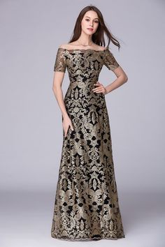 10% off now|Shop affordable elegant a-line off-the-shoulder embroidered floor-length evening dress online. Free Shipping and Custom-made. Pro since 2009. Off Shoulder Elegant Long Black And Gold Dress, Luxury Evening Off Shoulder Floor-length Dress, Elegant Luxury A-line Off Shoulder Dress, Luxury Evening Off Shoulder A-line Dress, Luxury Floor-length Mother Of The Bride Dress For Gala, Luxury Floor-length Evening Dress For Wedding Guest, Luxury Floor-length Lace Dress For Romantic Evening, Luxury Floor-length Silk Mother Of The Bride Dress, Elegant Luxury A-line Evening Dress