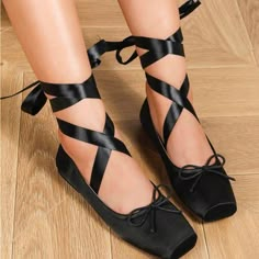 Super Cute And Stylish Ships In 5-10 Business Days Satin Ballet Slippers, Flat Ballet Shoes, Mary Jane Shoes Black, Ballet Pointe Shoes, Ballet Heels, Rose Shoes, Black Ballet, Ballet Fashion, Women Flats