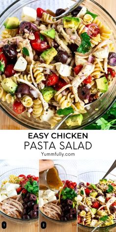 the steps to make pasta salad with chicken and vegetables