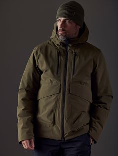 Front body view of man wearing Silverton Down Jacket in Command Green from AETHER Apparel. Ski Fashion Men, Winter Must Haves, Ski Fashion, Winter Outerwear, Outdoor Jacket, Snow Jacket, Extra Room, Mens Outerwear, Outdoor Adventures