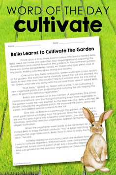 the word of the day cultivate is written in front of an image of a rabbit