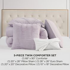 the 5 piece twin comforter set is in lavender