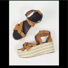 Loewe Brown Gate Leather Espadrille Platform Wedge Sandals Retail $722 Eu 38 Heel Height 3" Insole Length 9.75" New Without Box , Brand New Never Worn Brown Wedge Sandals With Ankle Strap And Woven Sole, Brown Ankle Strap Wedge Sandals With Woven Sole, Chic Brown Wedge Sandals With Woven Sole, Beige Leather Wedge Sandals For Vacation, Summer Leather Wedge Heel Espadrilles, Leather Espadrilles For Summer Day Out, Brown Summer Wedge Sandals With Woven Sole, Summer Brown Wedge Sandals With Woven Sole, Brown Leather Summer Espadrilles