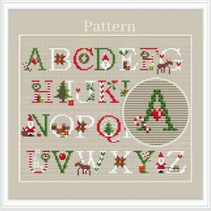 a cross stitch pattern with the letters and numbers for christmas