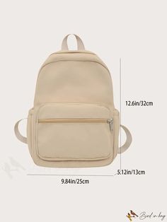 BirdinBag - Polished Multi-Pocket Backpack for Women Back To School Softback Backpack With Pockets, Softback Bags With Pockets For Students, Rectangular Study Backpack With Pockets, Beige Backpack With Zipper Closure For Study, Beige Shoulder Backpack With Pockets, Beige Shoulder Bag Backpack With Pockets, Student Backpack With Multiple Pockets, Back To School Backpack With Pockets For Study, Beige Bag With Zipper Pocket For Back To School