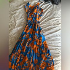 Never Worn And Like New! Just Too Smalls Smoke Free Home. Quick Shipping. Orange Vibrant Print Maxi Dress For Vacation, Summer Blue Maxi Dress With Vibrant Print, Vibrant Orange Sleeveless Maxi Dress, Blue Sleeveless Dress With Vibrant Print, Blue Maxi Dress With Vibrant Print For Summer, Blue Sleeveless Maxi Dress With Vibrant Print, Orange Maxi Dress With Vibrant Print For Vacation, Orange Maxi Dress With Vibrant Print For Beach, Casual Orange Dress With Vibrant Print