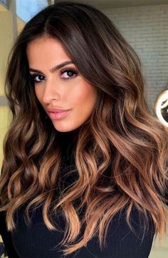 brunette balayage hair, brunette hair, balayage for dark brown hair, caramel balayage Curly Hair Color Ideas, Curly Hair Color, Fall Hair Cuts, Colored Curly Hair