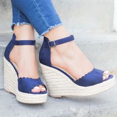 New Without Box Cute Wedges Shoes, Casual Wedges, Casual High Heels, Cute Wedges, Wedges Shoes, Sandal Platform, Ankle Strap Wedges, Platform Espadrilles, Platform High Heels