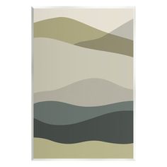 an abstract painting with grey, green and beige colors on the wall in front of a white background