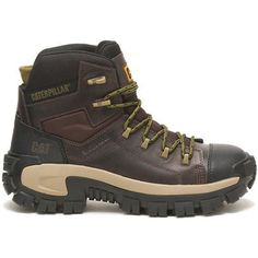 CAT Men's Invader Comp Toe Waterproof Hiker Work Boot -Coffee- P91541 Brown Winter Work Boots For Adventure, Rugged Wear-resistant Brown Work Boots, Brown Wear-resistant Hiking Boots For Outdoor Work, Brown Wear-resistant Work Boots For Outdoor, Brown Wear-resistant Outdoor Boots, Brown Steel Toe Boots For Outdoor Activities, Wear-resistant Brown Hiking Boots For Outdoor Activities, Brown Wear-resistant Work Boots With Round Toe, Brown Slip-resistant Adventure Boots