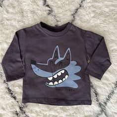 Nwot Wolf Theme Bundle And Save Playful T-shirt For Fall Playtime, Playful T-shirt For Playtime In Fall, Blue Long Sleeve Shirt With Cartoon Print, Blue Cartoon Print Long Sleeve Shirt, Playful Soft-washed Tops For Playtime, Soft-washed Crew Neck Tops For Playtime, Gray Cotton Top With Cartoon Print, Cute Gray Top With Graphic Print, Blue Soft-washed Long Sleeve T-shirt