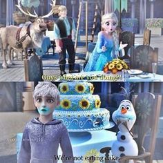 frozen princess and prince standing next to each other in front of a cake with sunflowers on it