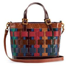 AmeriLeather Dorgan Leather Rainbow Basket Satchel | Kohls Rainbow Basket, Shirt Bags, Tshirt Bag, Buy One Get One, Bags Purses, Canvas Leather, Fashion Handbags, Water Repellent, Unique Style