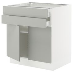 a white kitchen cabinet with the door open