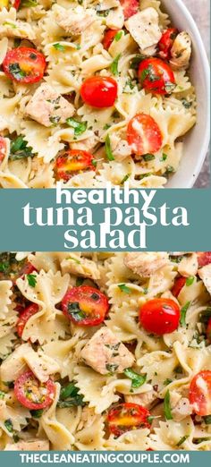 Healthy Tuna Pasta Salad is a delicious, lighter lunch! Made with only 10 ingredients, high in protein, and low in fat - it's the perfect easy meal! There's no mayo in this recipe - you don't need it! Great for a light clean eating dinner! Healthy Tuna Pasta Salad, Healthy Tuna Pasta, Protein Pasta Salad, Tuna Pasta Salad Recipes, High Protein Pasta, Tuna Pasta Salad, What Is Healthy Food, Tuna Salad Pasta