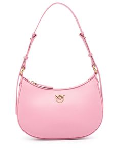 flamingo pink leather signature Love Birds buckle gold-tone hardware top zip fastening adjustable shoulder strap main compartment internal zip-fastening pocket debossed internal logo Shoulder Bag Pink, Flamingo Pink, Pink Leather, Love Birds, Pink Bag, Leather Shoulder Bag, Calf Leather, Shoulder Strap, Gold Tones