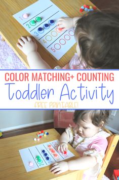 a toddler is sitting at a table and playing with an activity for toddlers