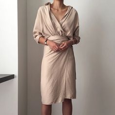 Lauren Deep V-Neck Wrap Shirtdress – watereverysunday Floryday Vestidos, Lurex Dress, Velvet Sleeve, Mode Abaya, Womens Fall Dress, Linen Midi Dress, Linen Casual, Tie Waist Dress, Stil Inspiration