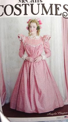 New Historical costume. 1800's Victorian style Tea dress. McCalls # 8304 size 14-22 Spring Victorian Costume Dress With Historical Design, Spring Victorian Dress Costume With Historical Design, Spring Victorian Dress Historical Design For Costume, Spring Victorian Dress With Historical Design For Costume, Pink Victorian Dress Costume, Fitted Pink Victorian Dress, Victorian Empire Waist Costume Dress, Victorian Empire Waist Dress For Costume, Classic Victorian Dress For Costume With Fitted Bodice