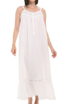 White Version 2 Feminine Cotton Nightgown For Hospital, Elegant Cotton Nightgown For Sleepover, Elegant Cotton Nightgown For Bedtime, Feminine Nightgown For Home, Cotton Dresses For Bedtime, Elegant Cotton Nightgown For Daywear, Sleeveless Cotton Nightgown For Daywear, Sleeveless Nightgown For Hospital, Long Night Dress