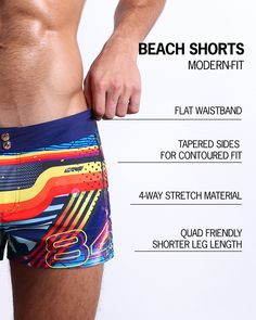 The most versatile pair of men’s beach shorts you’ll ever wear. BANG! Beach Shorts are the perfect all-rounder between the beach and everything else before and after. Styled after the fashionably look of a modern-fit walk short, these premium men’s swim trunks are delivered in a body-sculpting and shape-contouring format for a perfect fit. Meet the ultimate men’s boardies to take you from the beach to the party without missing a beat. Made with a stretchy, waterproof, light weight and soft fabri Bottoms With Built-in Shorts For Beach Party, Blue Short Boxer Briefs For Beach, Blue Boxer Briefs With Built-in Shorts For Beach Season, Blue Sporty Boxer Briefs For Beach, Beachy Swim Trunks With Built-in Shorts, Summer Boxer Briefs For Beach Vacation, Beach Party Swim Trunks With Built-in Shorts, Beach Season Bottoms With Built-in Shorts For Beach Party, Summer Beach Boxer Briefs