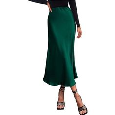 96% Polyester, 4% Elastane Imported Pull On Closure Hand Wash Only Feature: S=Us 4-6, M=Us 8-10, L=Us 12-14, Xl=Us 16 / Women’s Spring Skirts / Satin Midi Skirt / Skirt For Women Summer / Elastic High Waist / Soft And Lightweight Satin Fabric / Solid Color / Silk Skirt For Women / Flared A Line Skirts Cozy Women's Midi Satin Skirt: The Midi Skirts Is Made Of High Quality Satin Fabric, Smooth And Shiny, Give You Luxurious And Gorgeous Feel. Excellent Drape Feeling And Breathability Make This Eleg Chic Green Maxi Skirt For Night Out, Midi Satin Skirt, Long Satin Skirt, Casual Summer Skirt, Skirts Satin, Cocktail Skirts, Long Flowy Skirt, High Waisted Skirts, Dressy Skirts