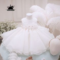 Flower Girl Dresses Girls Formal White Ballgown Wedding Dress Flower Girl Pageant Gown Organza Ball Gown Wedding Dress For Pageant, Pageant Ball Gown Wedding Dress In Organza, Elegant Tulle Princess Dress For Ceremonies, Princess Style Tulle Baptism Dress For Wedding, Princess Style First Communion Dress In Organza, Organza First Communion Dress With Ruffles, Ruffled Ball Gown For First Communion And Wedding, White Organza Princess Dress For Wedding, Wedding Pageant Dress With Ruffles And Organza