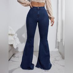 Flare Leg Jeans Dark Wash Stretchy Brand New Wide Leg Maternity Jeans, Zara Wide Leg Jeans, Baby Phat Jeans, Bell Jeans, Trousers Women Wide Leg, The Flare, Boho Jeans, Jag Jeans, Frayed Jeans