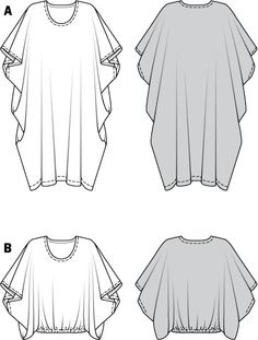 three different types of blouses, one with short sleeves and the other with long sleeves