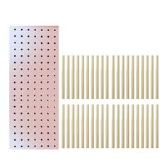 four pieces of peg board with holes on each side and two rows of pins in the middle