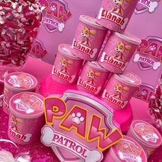 pink paw patrol birthday party supplies and confetti