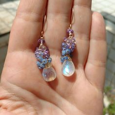 Rainbow Moonstone, Pink Amethyst, Sapphire and Tanzanite Earrings, Genuine Sapphire Earrings, Dangle Earrings , Wedding Earrings - Etsy Teardrop Moonstone Earrings With Gemstone Accents, Amethyst Gemstone Earrings For Wedding, Amethyst Earrings With Gemstone Accents For Wedding, Amethyst Gemstone Wedding Earrings, Handmade Amethyst Earrings For Wedding, Wedding Earrings With Amethyst And Gemstone Accents, Wedding Amethyst Earrings With Gemstone Accents, Handmade Amethyst Wedding Earrings, Amethyst Multi-stone Briolette Earrings