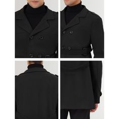 Men's solid trench coat, lapel, double-breasted, button closure, belt. The solid peacoats are with a belt, which makes this casual pea coat different from the other overcoats. Casual style, suitable for formal business and casual occasions. A wardrobe unique necessity for you to release your charm and be attractive in winter or autumn days. Gifts for your brothers, father, friends or boyfriend, and yourself. Barn Coat, Coats Black, Peacoats, Autumn Days, Car Coat, Formal Business, Pea Coat, Pea Coats, Men Winter