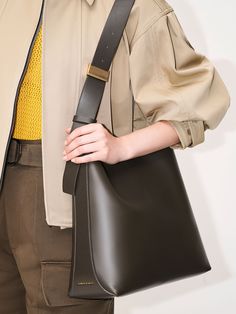 Dark Moss Edna Large Hobo Bag - CHARLES & KEITH US Charles And Keith Hobo Bag, Minimalist Bags, Minimalist Large Capacity Double Handle Shoulder Bag, Large Crossbody Bag, Charles And Keith Crescent Hobo Bag, Charles Keith Bags, Bags For Uni, Charles And Keith, Large Eco-friendly Shoulder Bag For Everyday