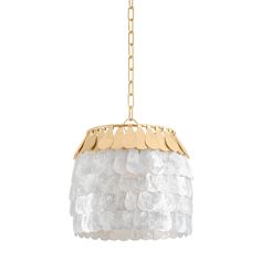 a white and gold chandelier hanging from a chain