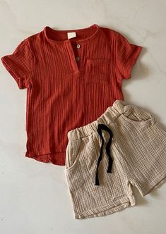 Shorts And Top Set, Shorts And Top, Hannah Rose, Tan Shorts, Man Of The House, Boys Wear, Man Set, Kids Set