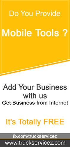 a yellow and white advertisement with the words, do you provide mobile tools? add your business