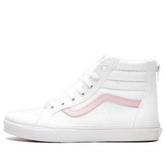 (Kids) Vans SK8-HI Zip 'White Chalk Pink' VN0A3276Q7X (SNKR/Women's) Vans White High-top Sneakers, White Vans High-top Sneakers, Vans Sk8 Hi, White Chalk, Sk8 Hi, Vans Sk8, Chalk, Pink, White