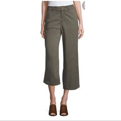 A.N.A. Wide Leg Crop Olive Green Pants Size 4 New With Tags 0909 Casual Wide Leg Cropped Pants For Work, Spring Khaki Jeans For Workwear, Khaki Jeans For Spring Workwear, Spring Khaki Jeans For Work, Mid-rise Chinos For Summer Workwear, Spring Green Wide Leg Chinos, Casual Cropped Leg Work Pants For Fall, Casual Cropped Work Pants For Fall, Mid-rise Work Pants For Business Casual In Spring