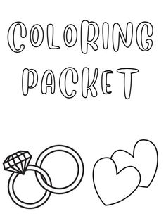 coloring pages with two wedding rings and hearts for the couple's engagement day gift